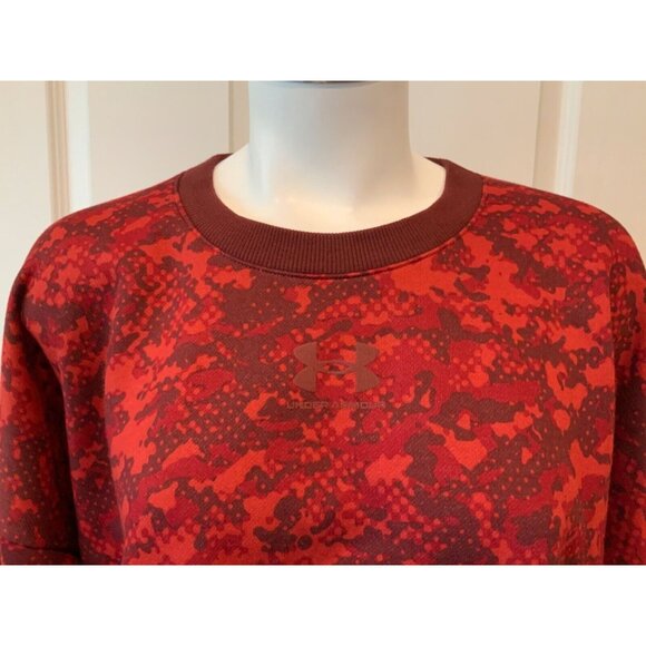 Under Armor Red Rival Fleece Camo Crew Neck Loose Avy Sweatshirt, Size S, NWT! - Picture 2 of 10